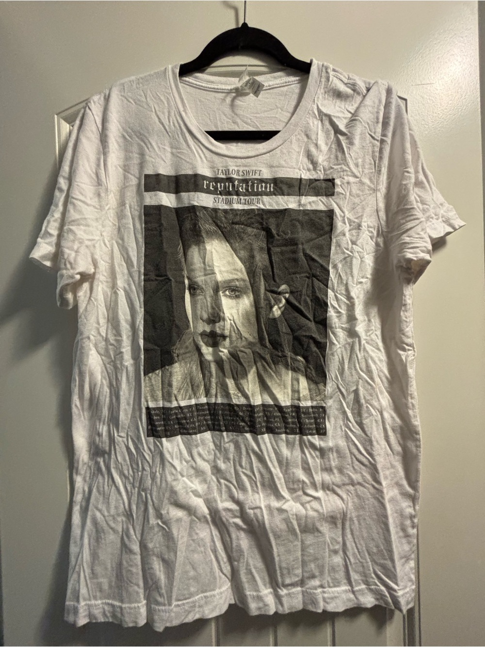 Taylor Swift Reputation Tour White Tee with Black Portrait Print